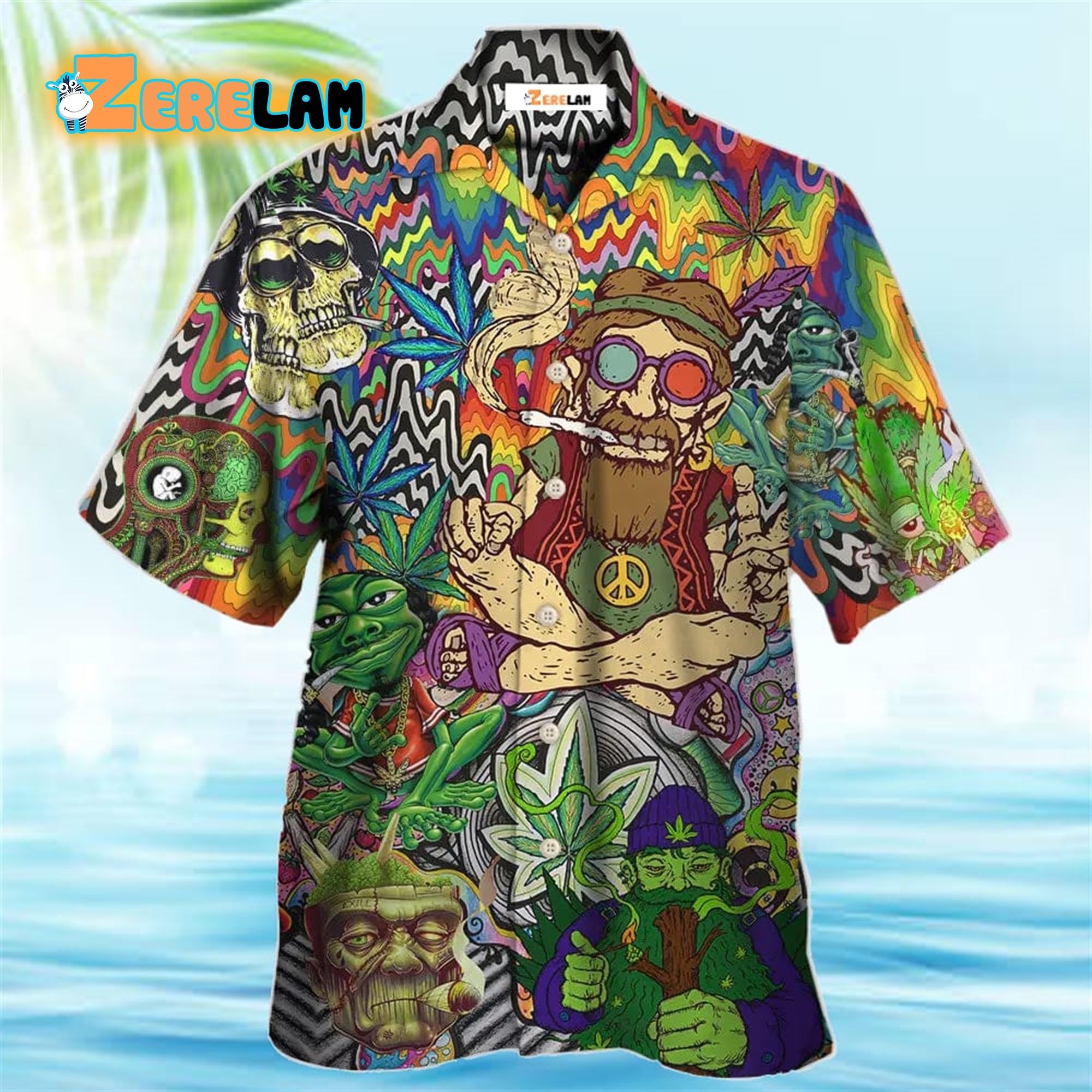 Hippie Shark Colorful Art Hawaiian Shirt - Zerelam