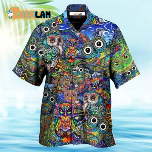 Hippie Owls Peace Life Mix Color Nice Style Hawaiian Shirt