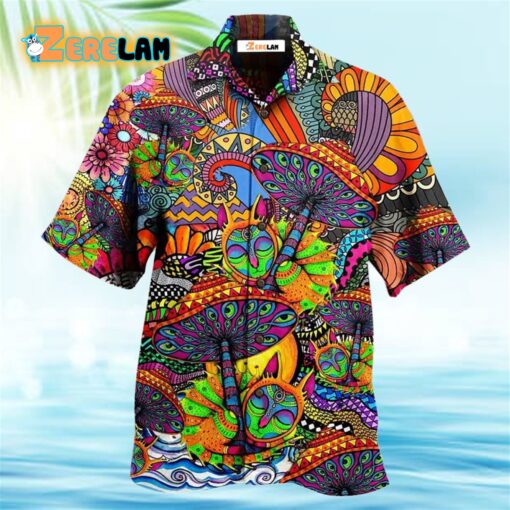 Hippie Peace Life Color Floral Hawaiian Shirt