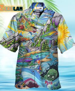 Hippie Shark Colorful Art Hawaiian Shirt