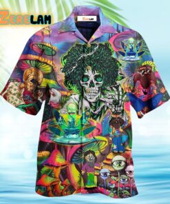 Hippie Skull Alien Mix Color Hawaiian Shirt