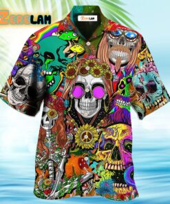 Hippie Skull Colorful Cool Style Hawaiian Shirt