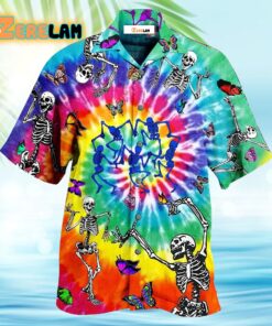 Hippie Skull Dance With Butterfly Funny Hawaiian Shirt