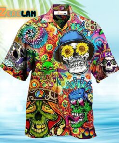 Hippie Skull Life Style Floral Hawaiian Shirt