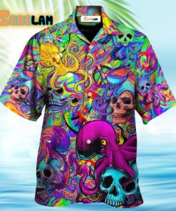 Hippie Skull Octopus Tie Dye Hawaiian Shirt