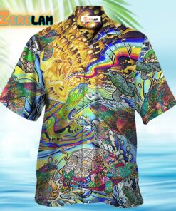 Hippie Turtle Colorful Art Hawaiian Shirt