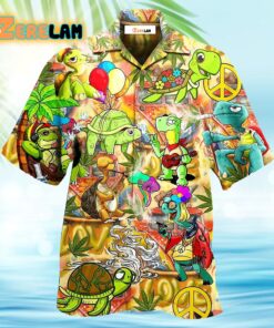 Hippie Turtle Funny Life Color Hawaiian Shirt