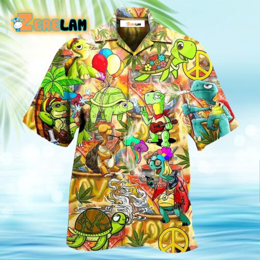 Hippie Turtle Funny Life Color Hawaiian Shirt