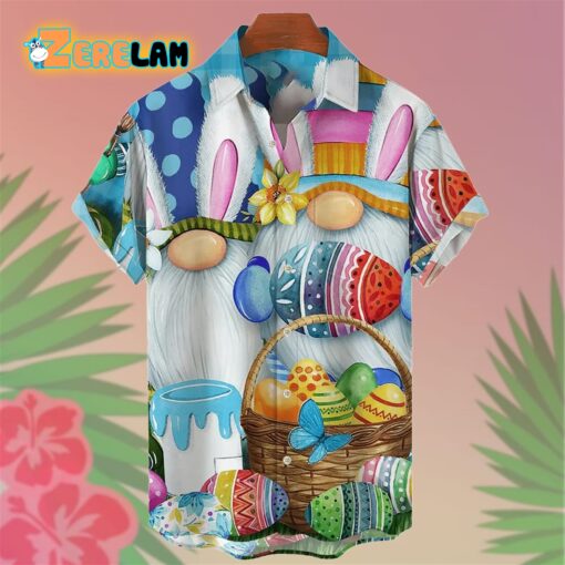 Holiday Casual Easter Gnome Bunny Hawaiian Shirt