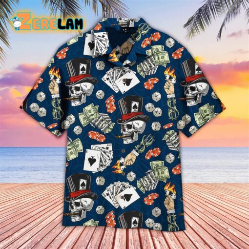 Lucky Dice Spades Gamble Skull Hawaiian Shirt