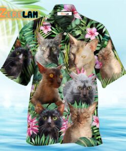 Lykoi Cat Love Beautiful Flower Hawaiian Shirt