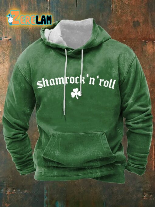 Men’s Shamrock ‘n’ roll On St Patrick’s Day Hoodie