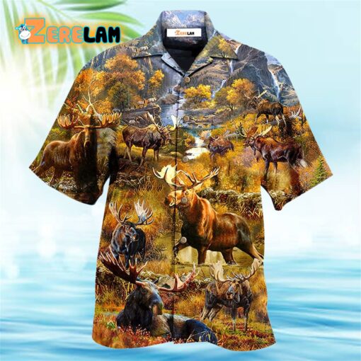 Moose Spend Time In The Woods Hawaiian Shirt