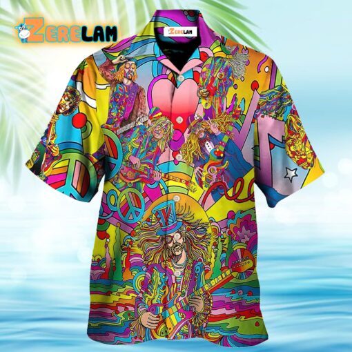 Music Guitar Psychedelic Hippie Musician Hawaiian Shirt