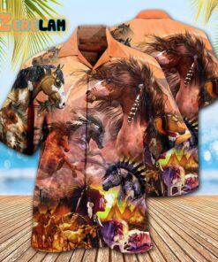 Native Horses Spirit Native American Vintage Hawaiian Shirt