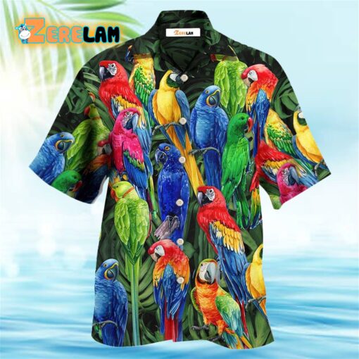Parrot Family Colorful Tropical Hawaiian Shirt