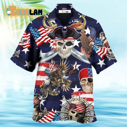 Pirate Skeleton America Independence Day Hawaiian Shirt