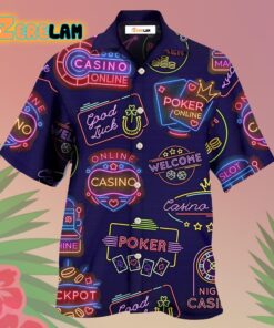 Poker Neon Casino Art Hawaiian Shirt