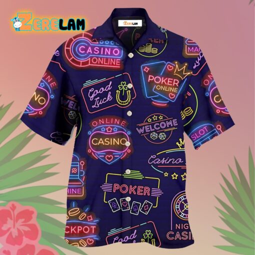 Poker Neon Casino Art Hawaiian Shirt