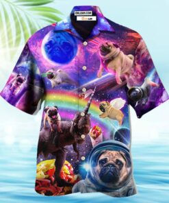 Pug Dog Galaxy Rainbow Style Hawaiian Shirt