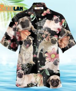 Pug Tropical Floral Style Hawaiian Shirt