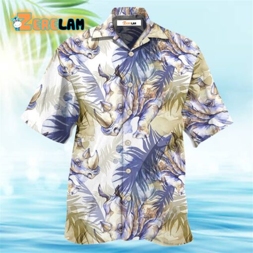 Rhino Art Tropical Leaf Style Hawaiian Shirt