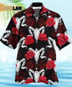 Rose And Ram Skull Hawaiian Shirt