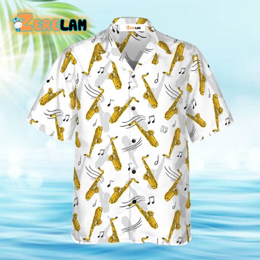 Saxophone Seamless Pattern Hawaiian Shirt