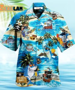 Shark Amazing Pirate Beach Bar Hawaiian Shirt