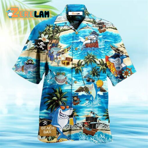 Shark Amazing Pirate Beach Bar Hawaiian Shirt