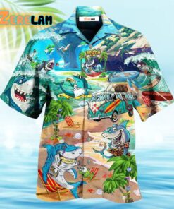 Shark And Skeletons On Beach Party Hawaiian Shirt