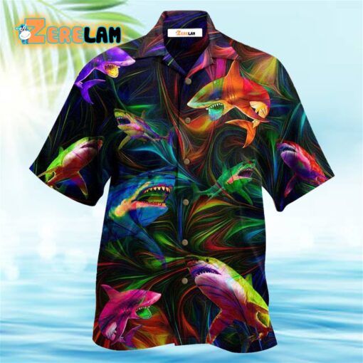 Shark Neon Style Lover Hawaiian Shirt