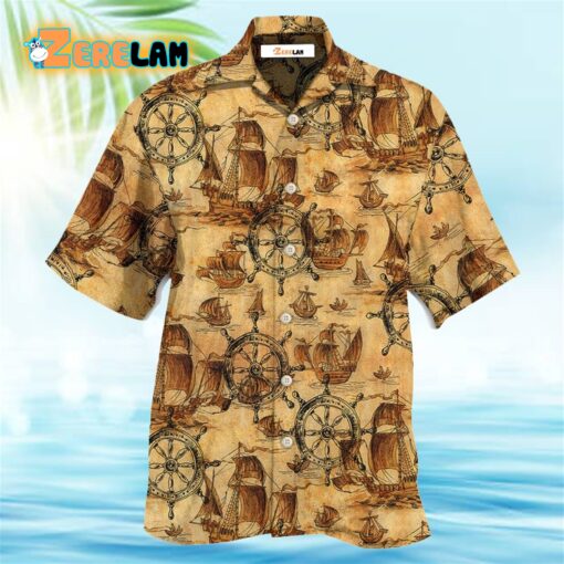 Ship Wheel Sea Vintage Style Hawaiian Shirt