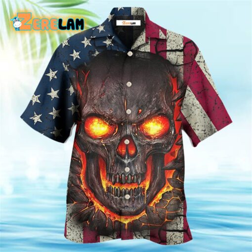 Skull Burning Angry American Flag Vintage Hawaiian Shirt