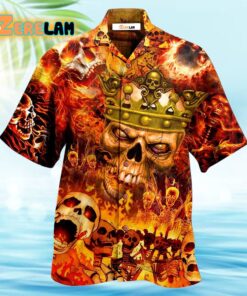 Skull King On Fire Hawaiian Shirt