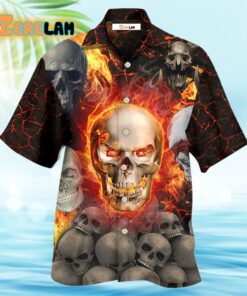 Skull Lava On Fire Hawaiian Shirt