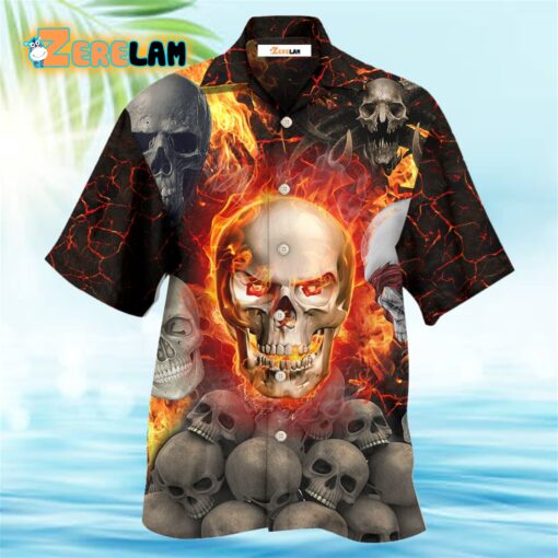 Skull Lava On Fire Hawaiian Shirt