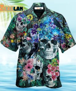 Skull Love Flowers Smile Happy Hawaiian Shirt