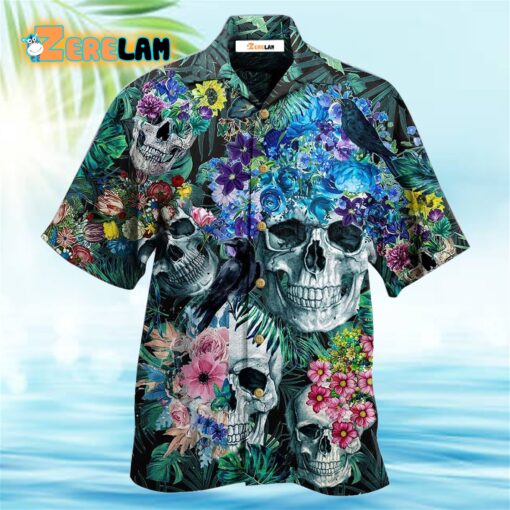 Skull Love Flowers Smile Happy Hawaiian Shirt