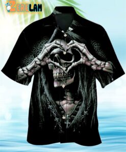 Skull Love Style Cool Heart Hawaiian Shirt