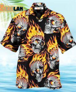 Skull On Fire Hawaiian Shirt