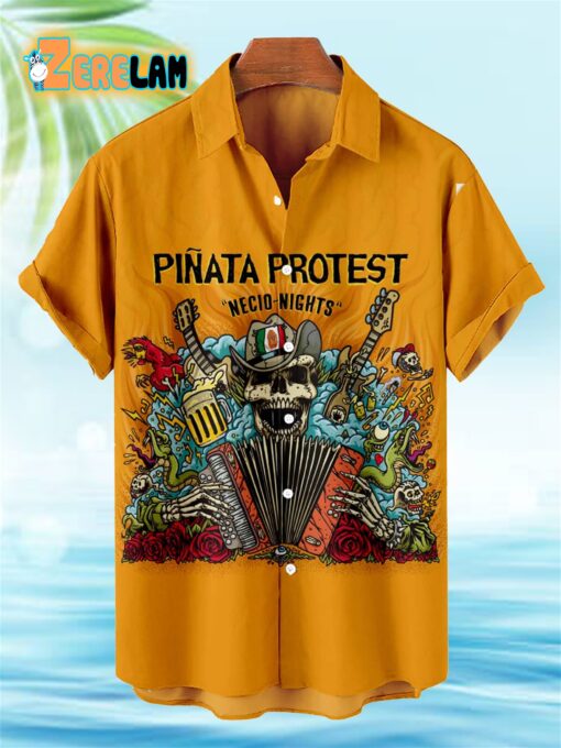 Skull Playing Music Pinata Protest Hawaiian Shirt