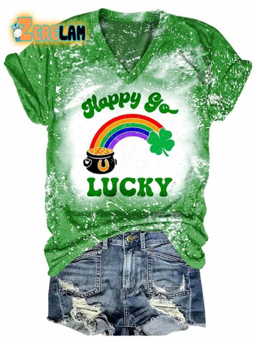 St Patrick Day Happy Go Lucky Tie Dye Shirt