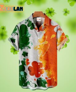 St Patrick’s Day Color Splash Effect And Shamrock Hawaiian Shirt