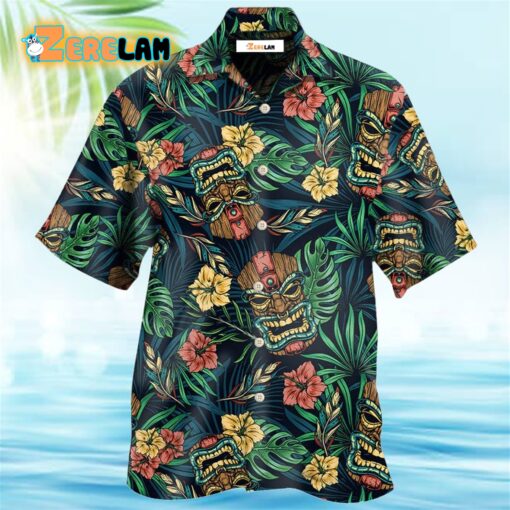 Tiki Hawaii Tropical Leaf Style Hawaiian Shirt