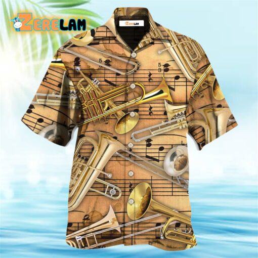 Trombone Music Notes Style Hawaiian Shirt
