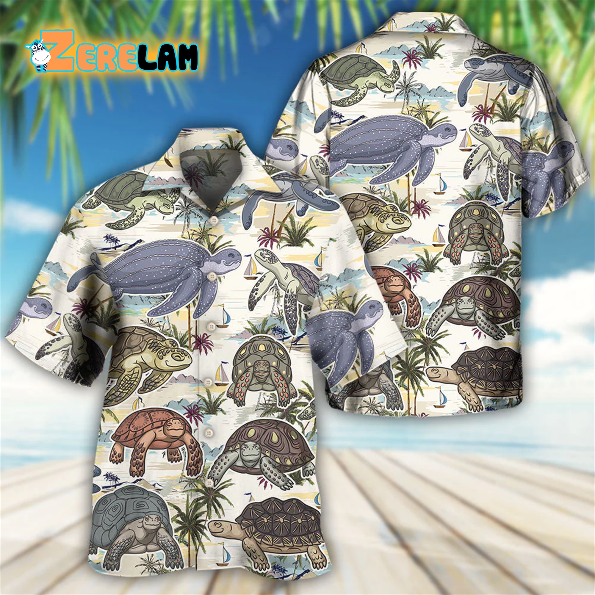 Turtle And Tropical Beach Hawaiian Shirt