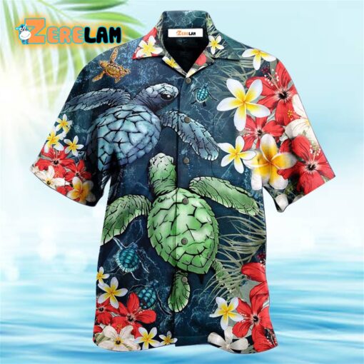 Turtle Like Flowers Hawaiian Shirt