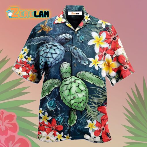 Turtle Love Flowers Hawaiian Shirt