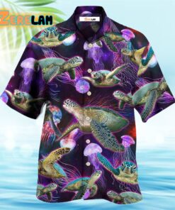 Turtles Neon Sea Art Hawaiian Shirt